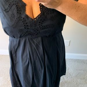 Forth & Towne Navy Cotton dress Eyelet details Pockets Size 18